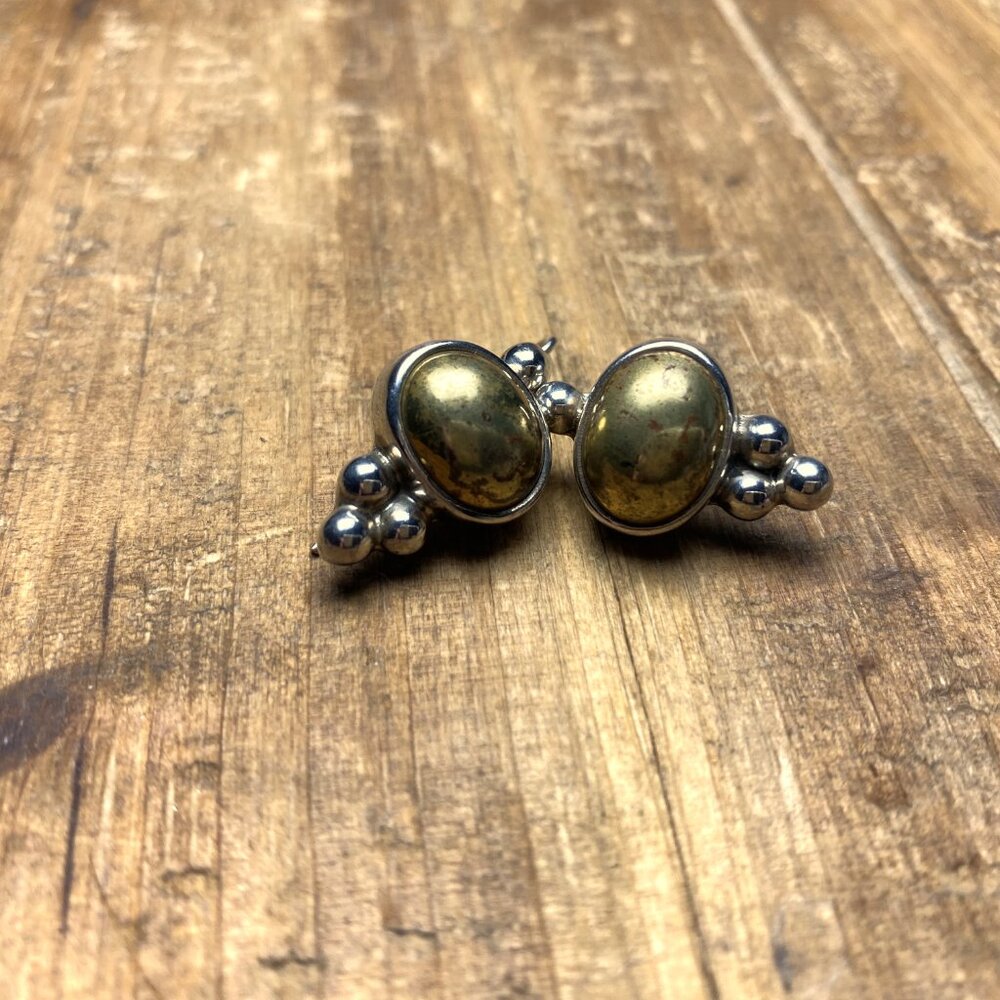 Sterling Silver & Brass Drop Earrings